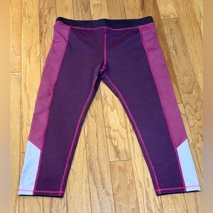 Ann Taylor LOFT Lou & Grey Plum Colorblock 23” Leggings - Sz Large - NWOT